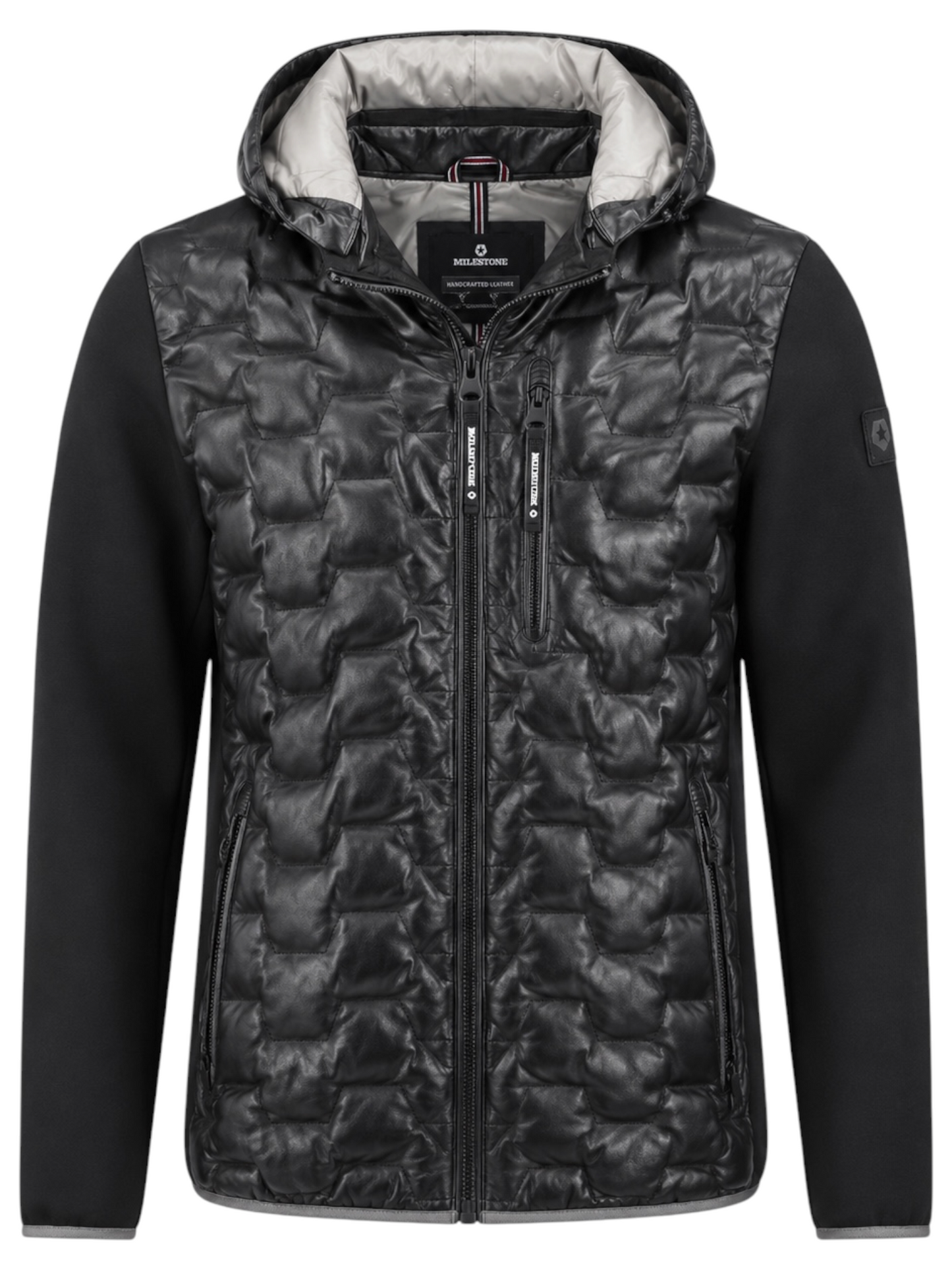 Leather/Poly Hooded Jacket