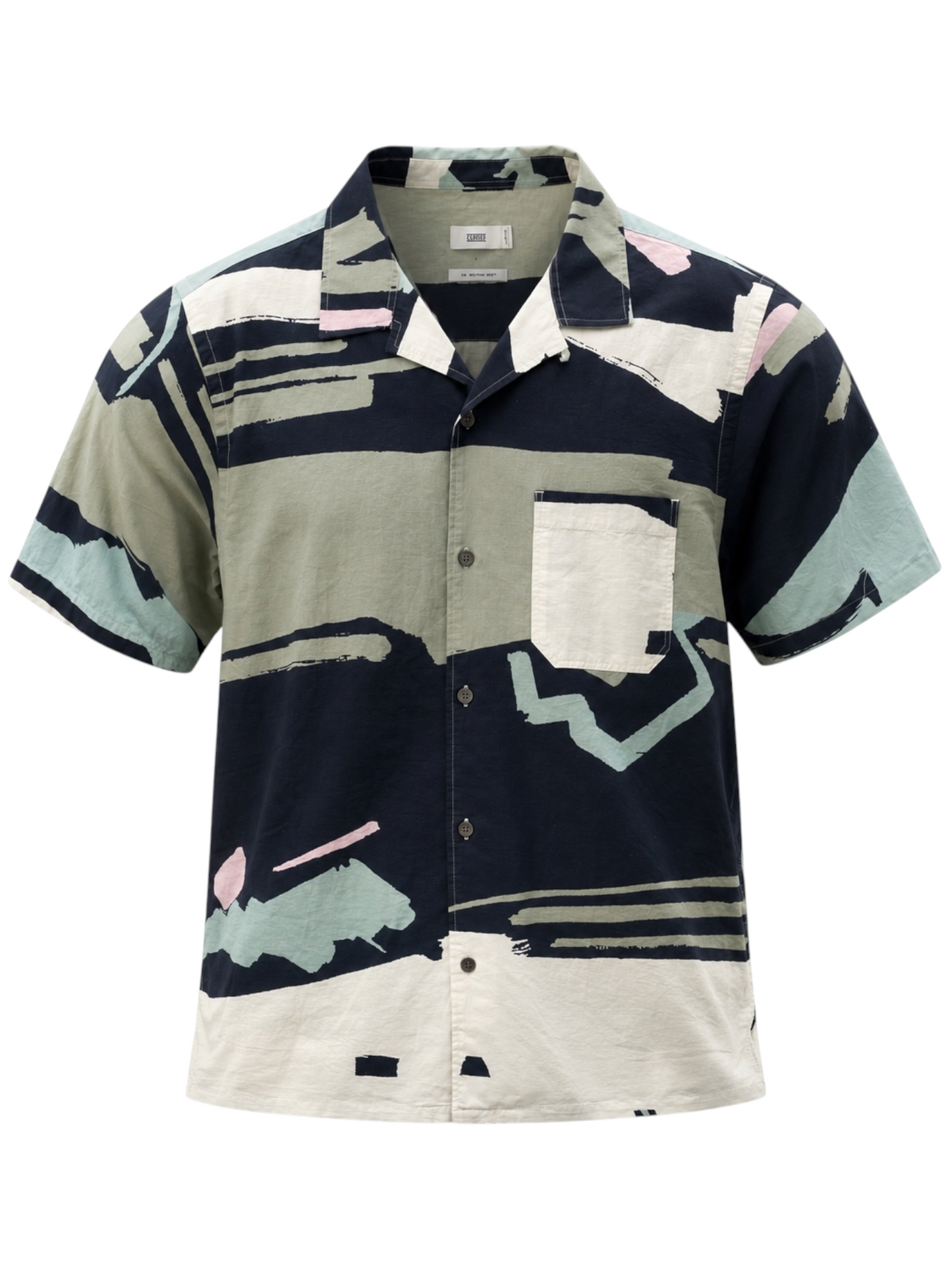 Short Sleeve Shirt Camp Collar Multi-Color Print