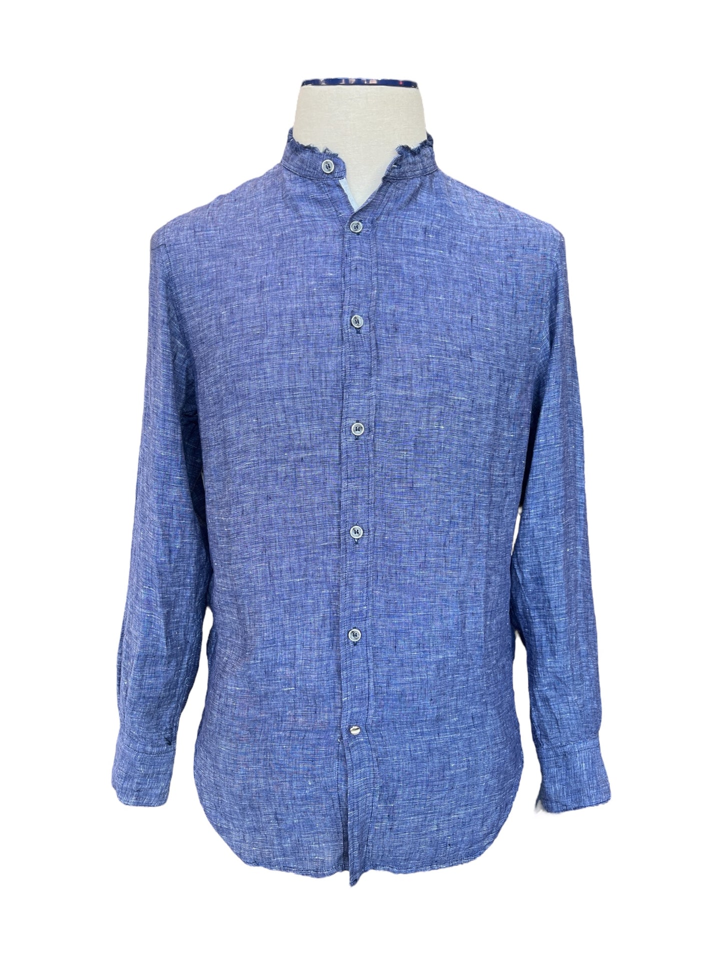 Banded Collar Chambray Shirt