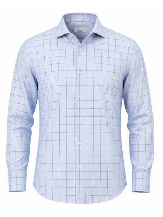 2-Fold Super Cotton Check Fitted Sport Shirt