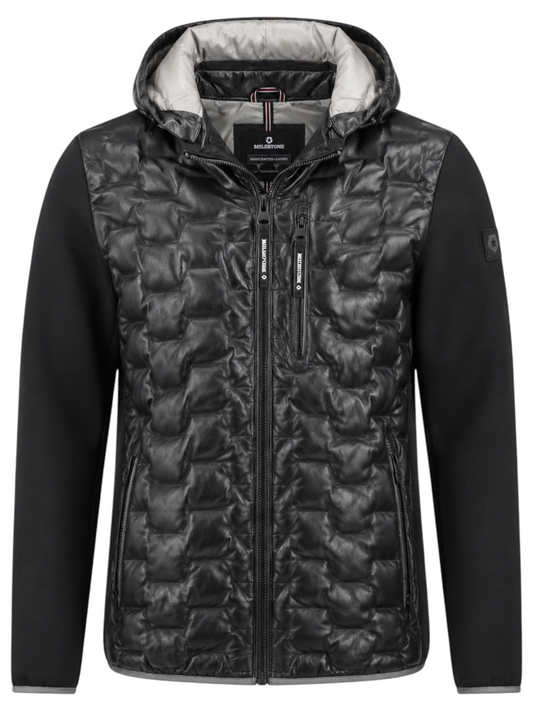 Leather/Poly Hooded Jacket