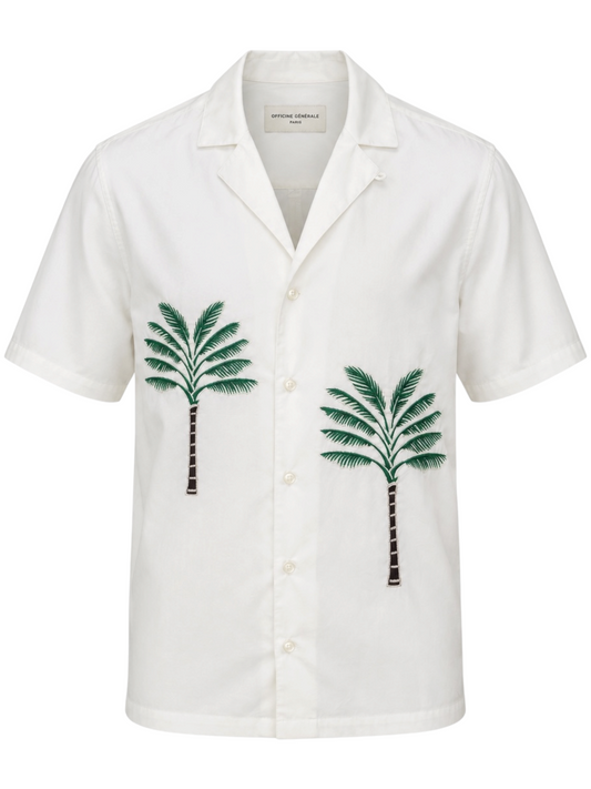Palm Tree Embroidered Hawaiian Shirt