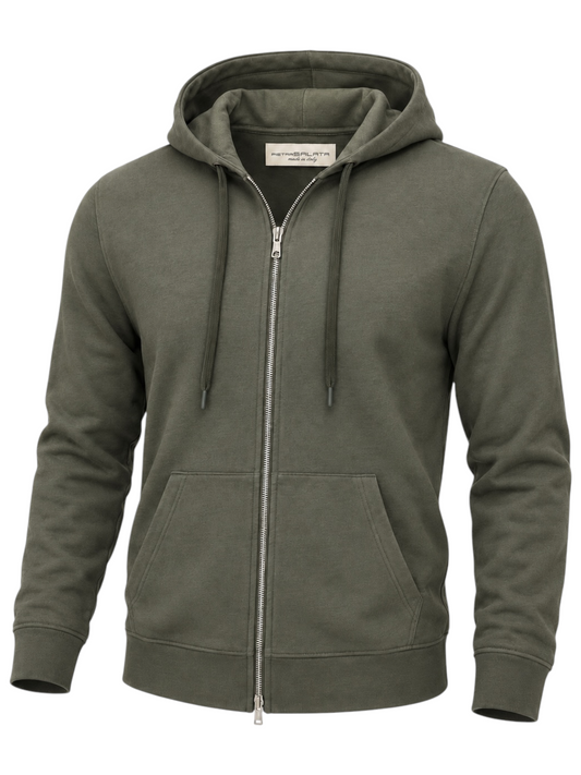 Cotton Jersey Blend Zip Hoodie