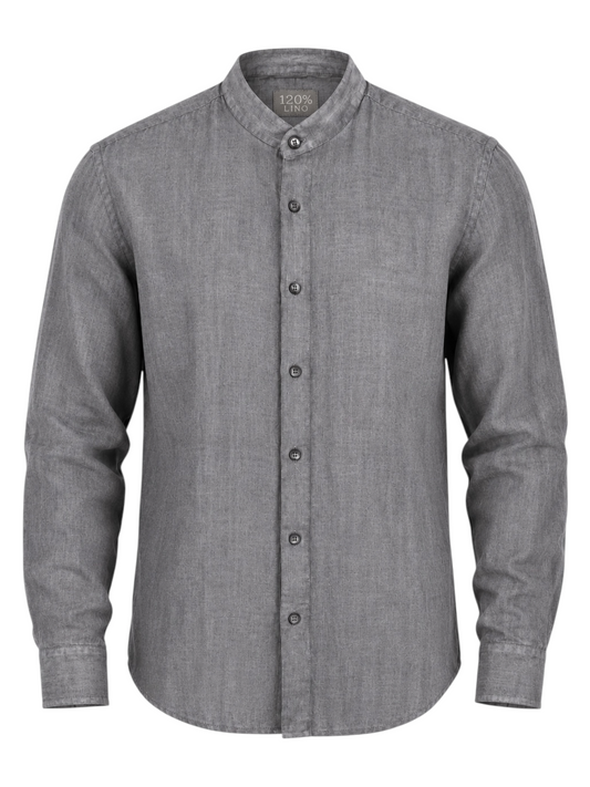 Banded Collar Linen Sport Shirt